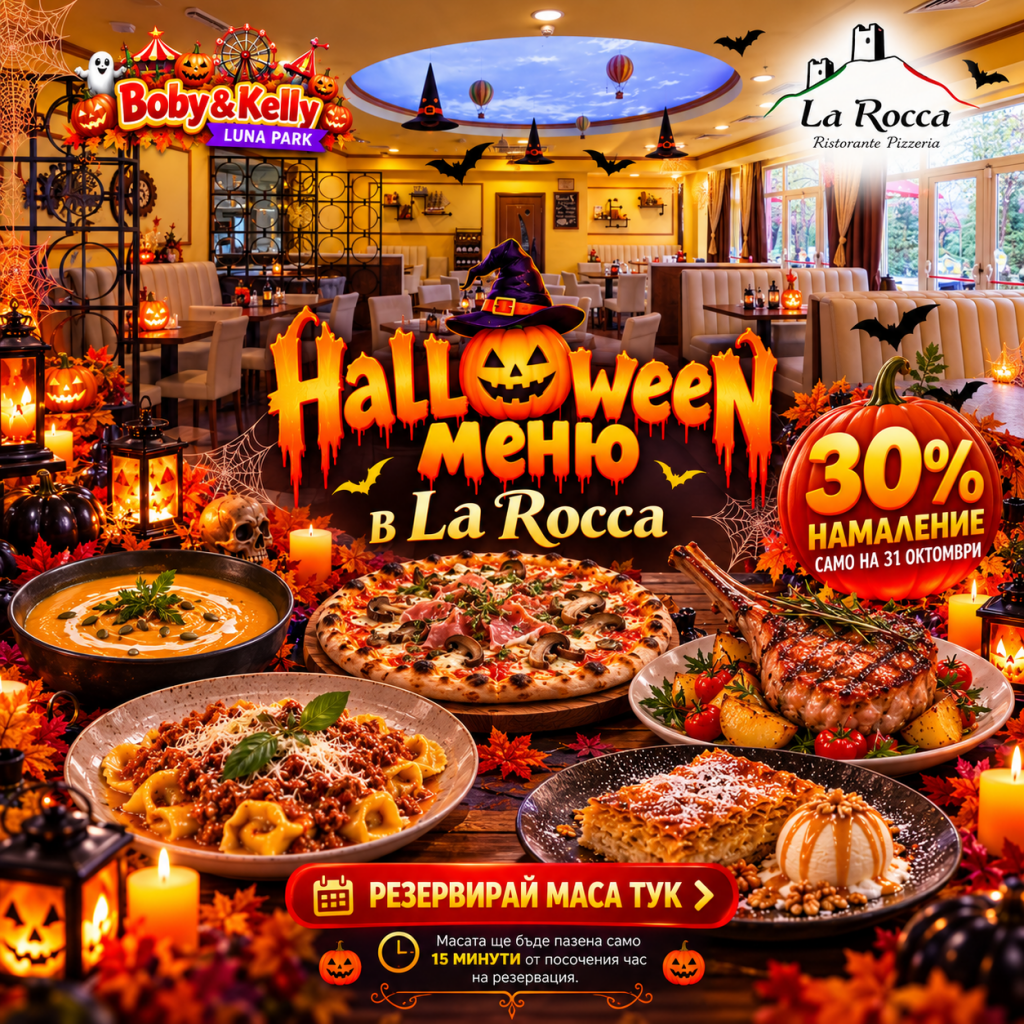 Halloween меню в ресторант La Rocca – 31 октомври 2026 Halloween меню в ресторант La Rocca – 31 октомври 2026